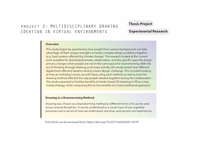 Multidisciplinary Drawing Ideation in Virtual Environments