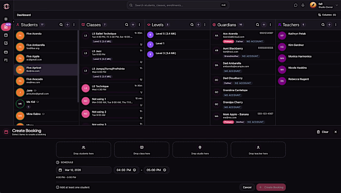 The drag and drop booking