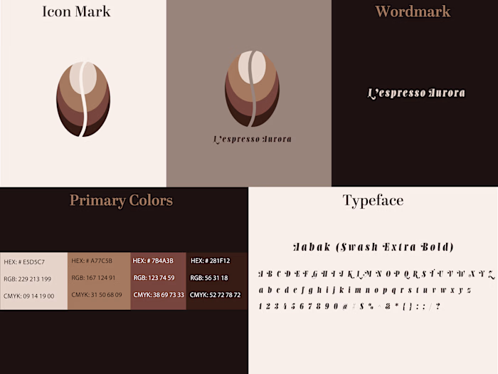 A warm, modern logo designed for L’espresso Aurora, inspired...