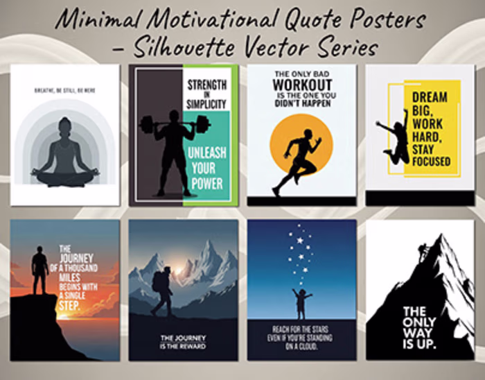 Minimal Motivational Quote Posters – Silhouette based