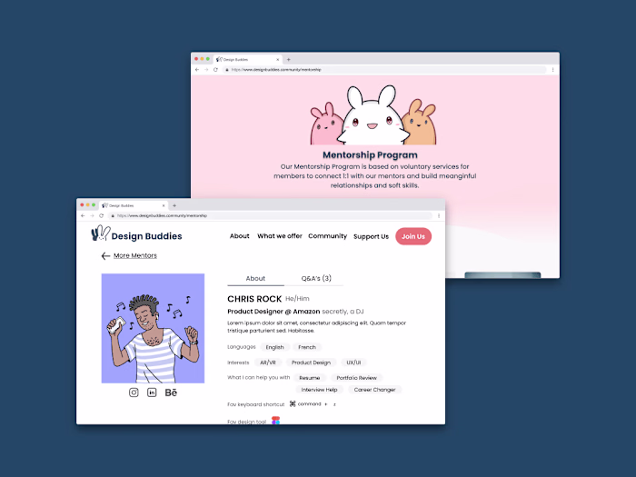 Design Buddies' Mentor Page Design Concept