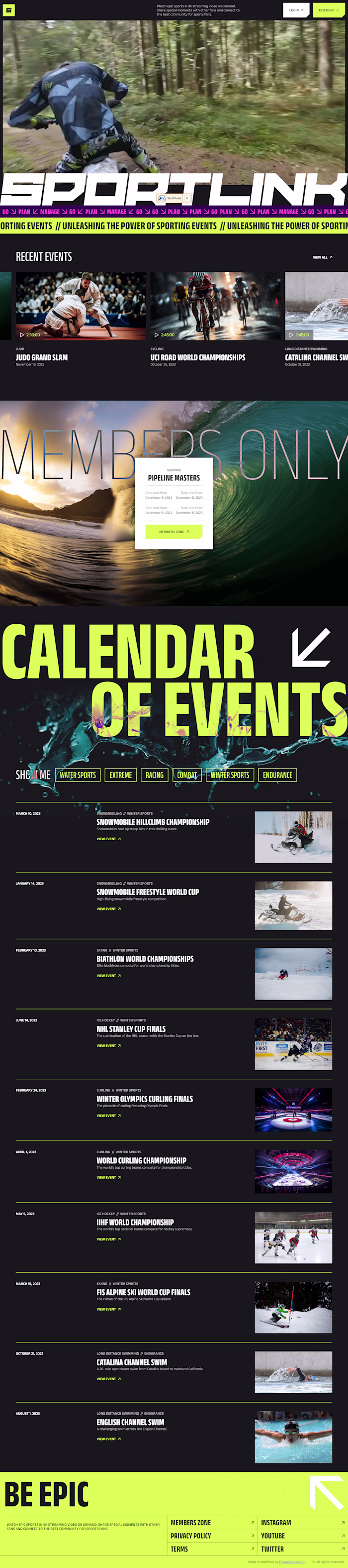 Sportlink - Custom Webflow Website + Memberstack Integration
