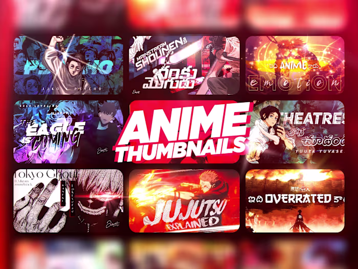 Thumbnail Designs for Anime-themed YouTube Channel