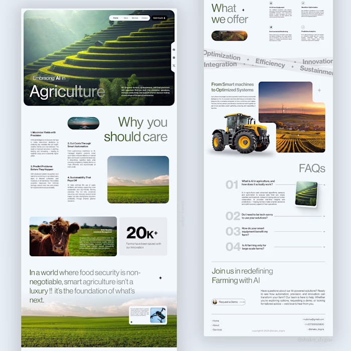 AI iin Agriculture. Web landing page design