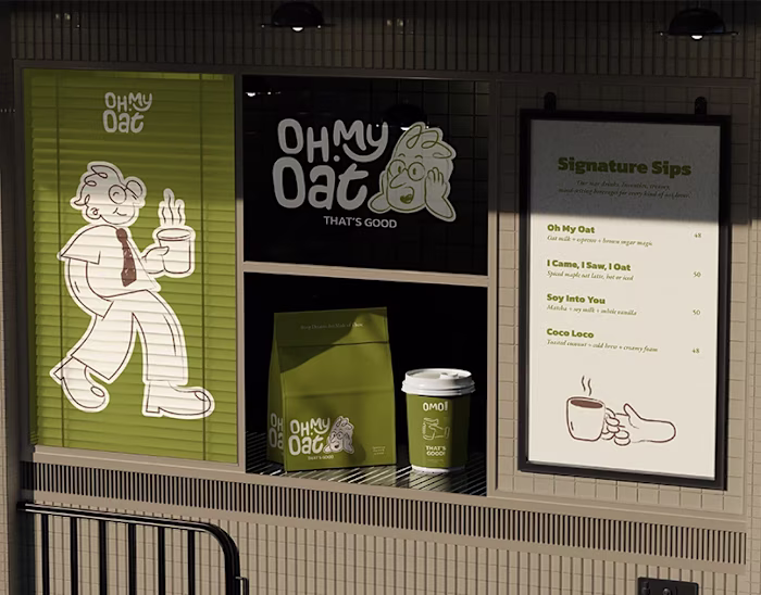 Oh My Oat Visual Identity & Cafe Branding