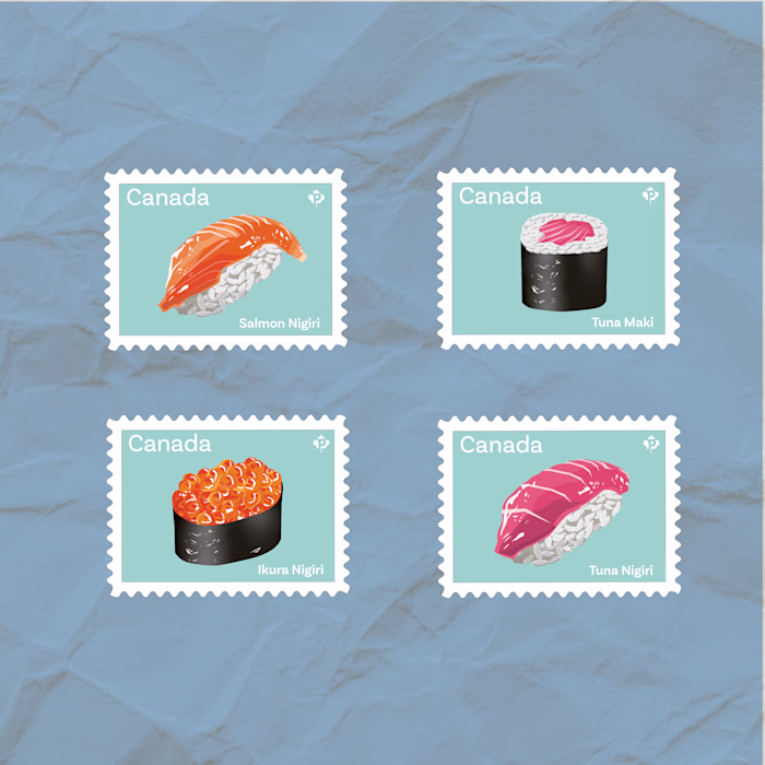 Sushi Stamp Set – Vector Illustrations