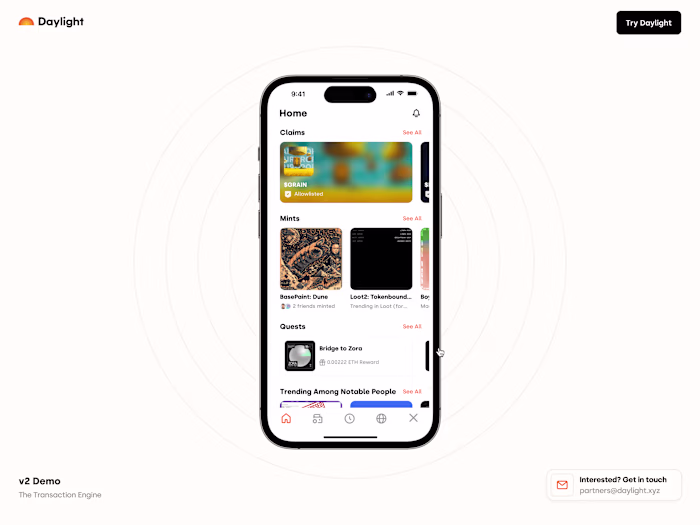 Daylight: Framer Development for v2 Demo
