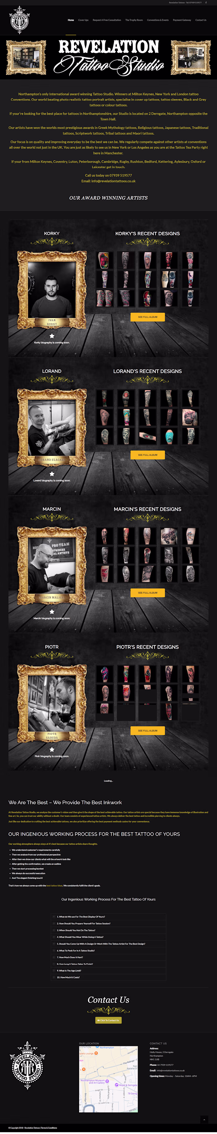 WordPress Website Redesign for Tattoo Studio