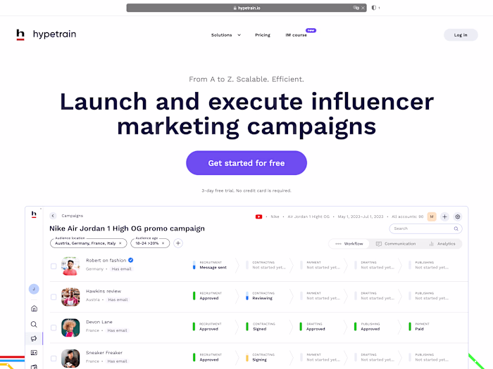 Hypetrain - Launch and execute influencer marketing campaigns