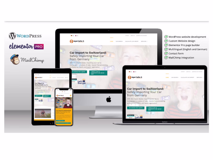 Elementor website development and design