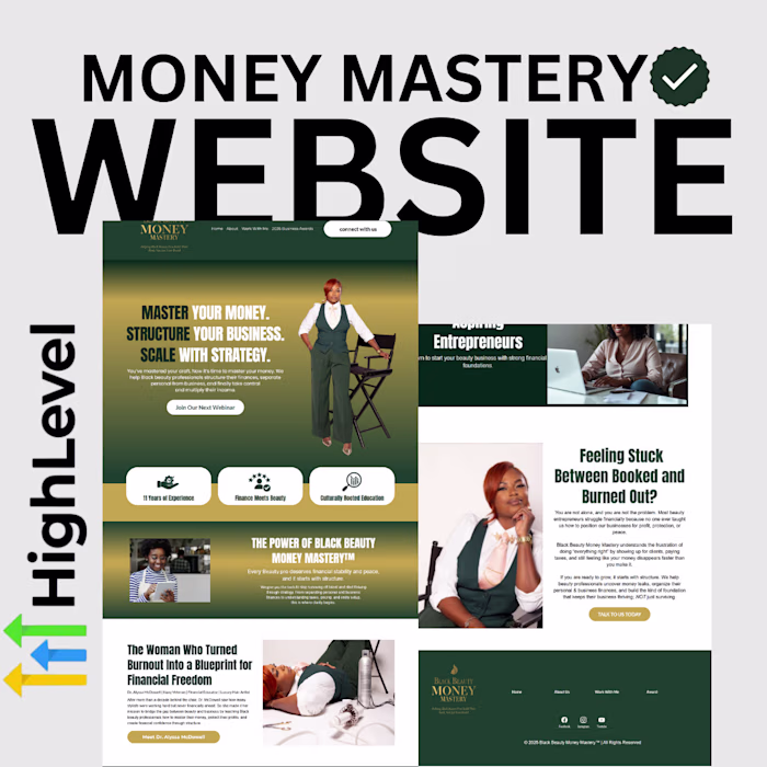 Money Mastery Website Design (GoHighLevel) I designed and de...
