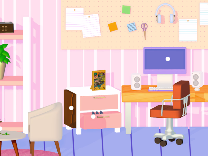 A 3D room crafted in Spline