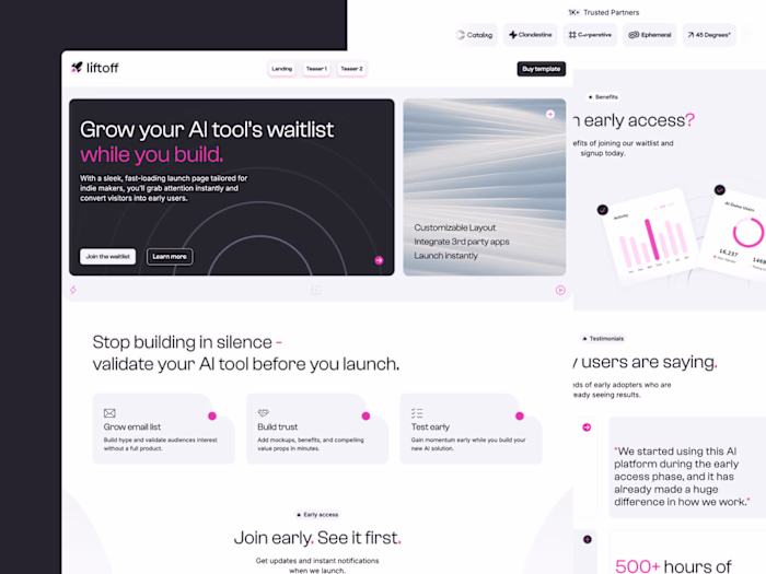 Liftoff - Landing Page Webflow Template for AI Startups