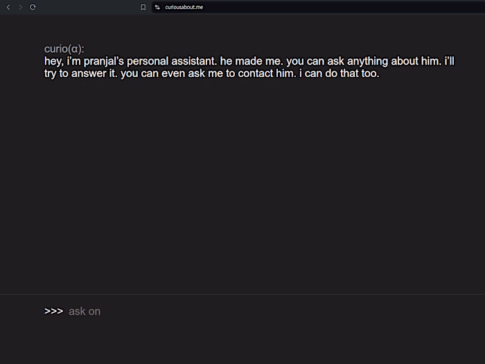 Curio - AI powered portfolio website