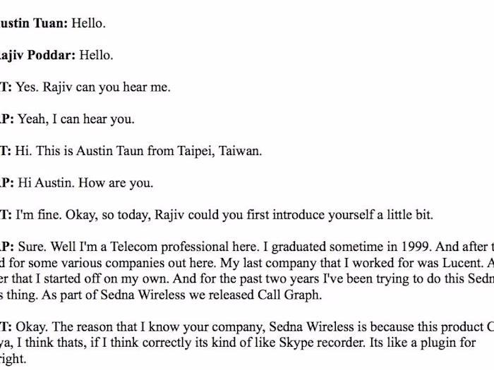 Audio call Transcription