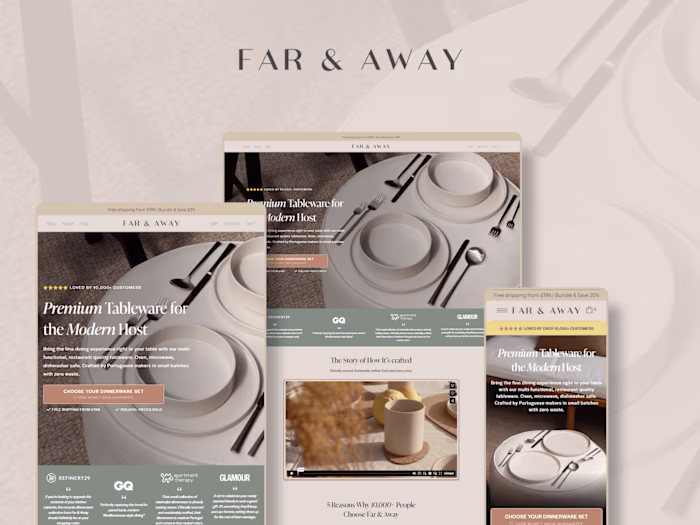 Far & Away | Custom Landing Page using Replo in Shopify