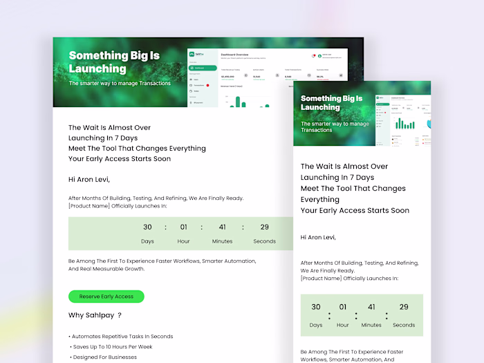 Product Launch Email Design for Sahlpay using Stripo