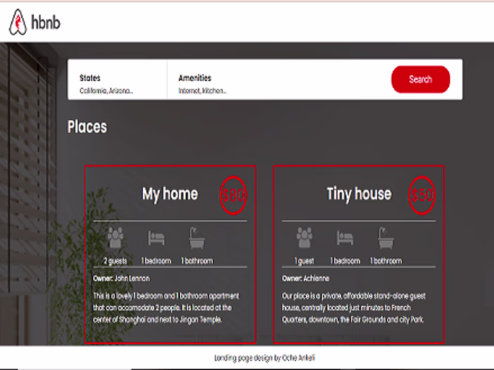 Airbnb Static Homepage web design