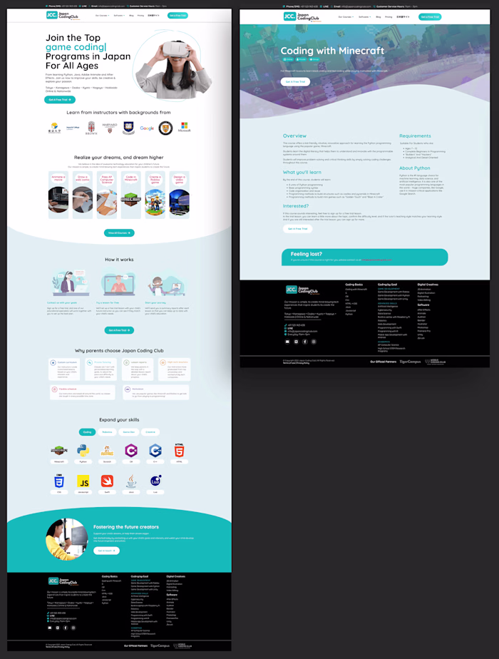 Responsive Website for Kids Coding Mentoring Service