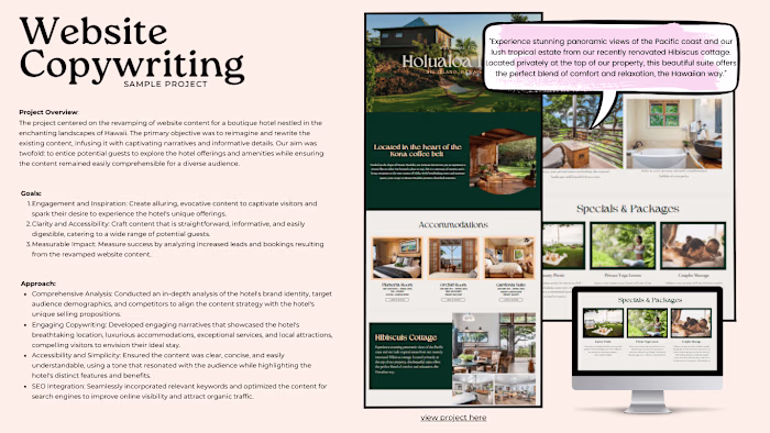 Website Content Writing for Boutique Hotel