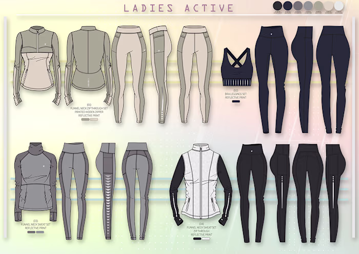 Flat Sketch for Activewear, Sportswear, GYM wear: Behance