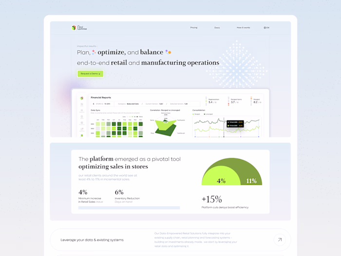 Landing design for the AI management platform