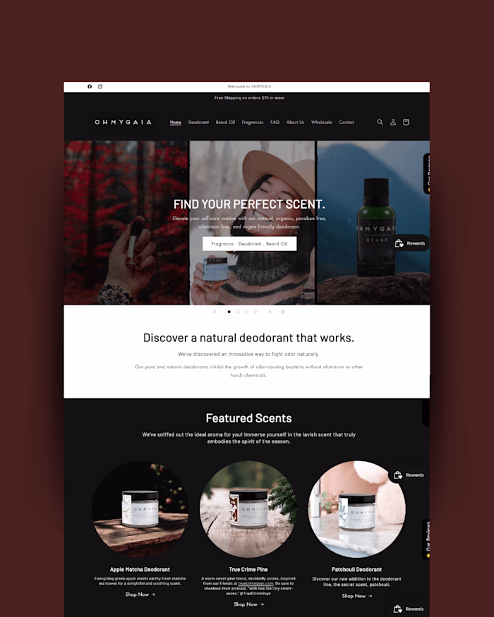 OHMYGAIA Shopify Website Design