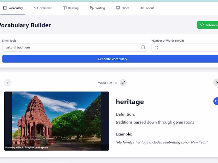 Development of VocabularyBuilder.org