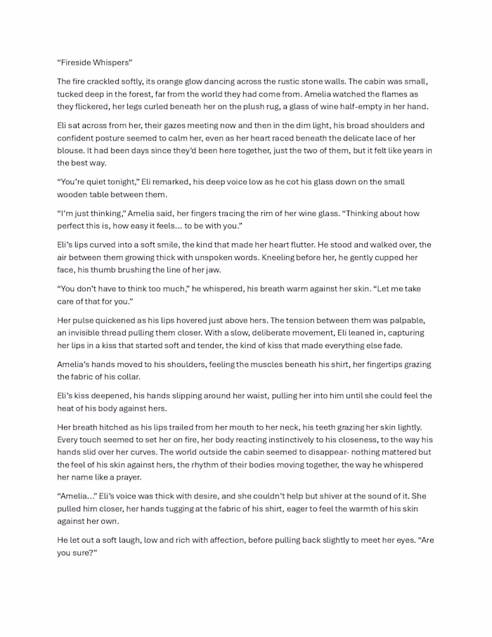    "Fireside Whispers" A Short Romantic Story