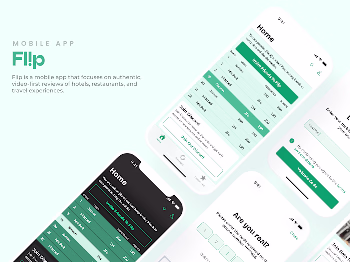 Flip | User Journey and Design Direction for Mobile App