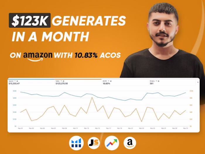 
$123K Generates in a month on Amazon with 10.83% ACOS