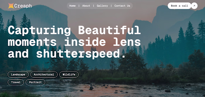 Landing Page for Photography Company