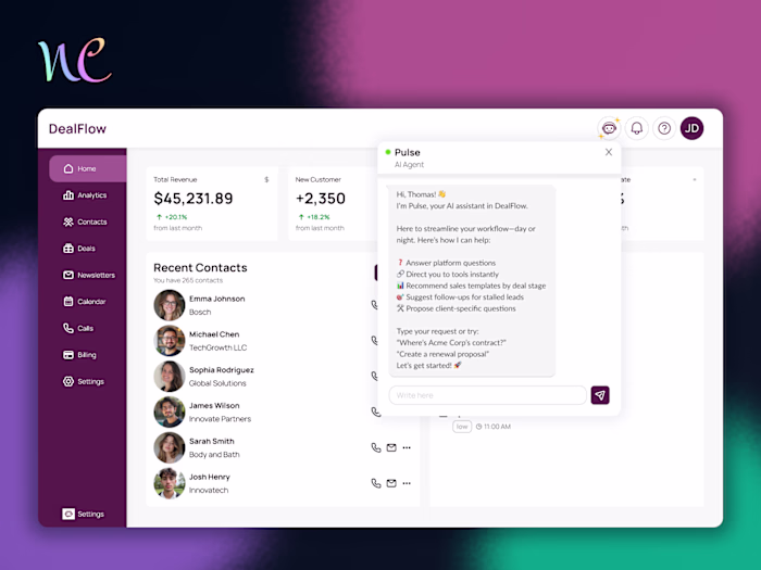 AI Assistant Design for Pulse CRM