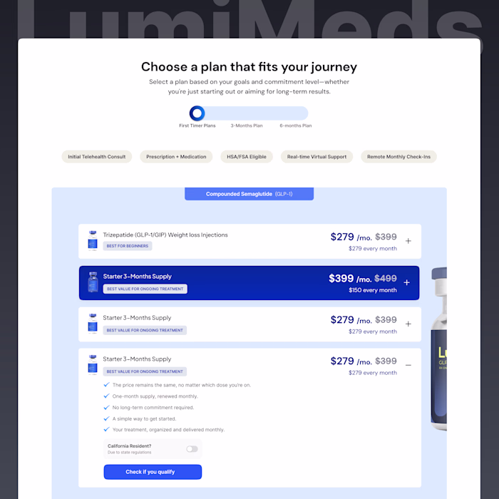 HealthCare pricing page components UI