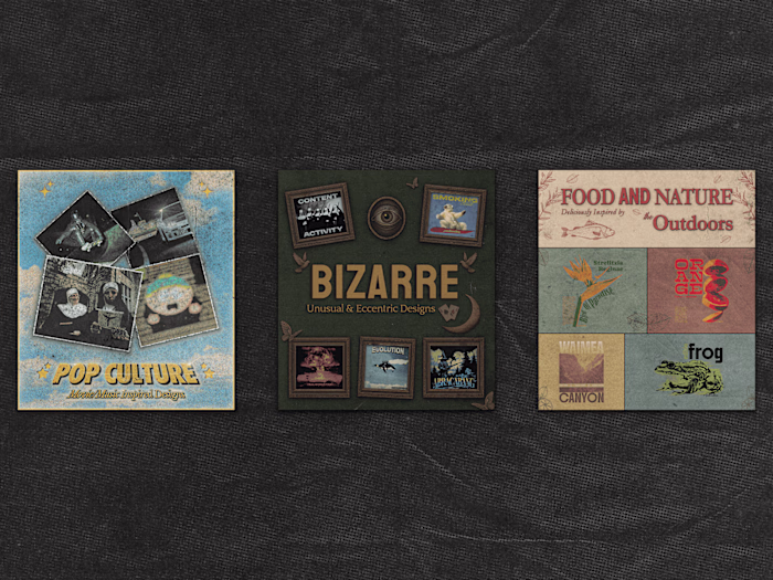 Print-on-Demand Banner Designs: Grunge, Vintage & Surreal Styles
