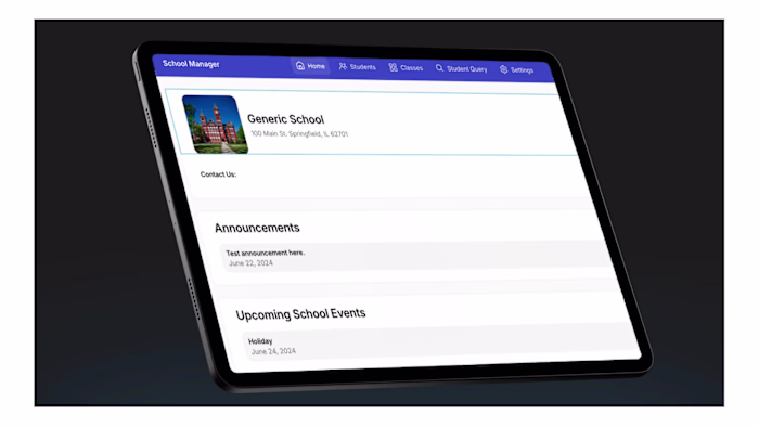 School Manager Template Implementation