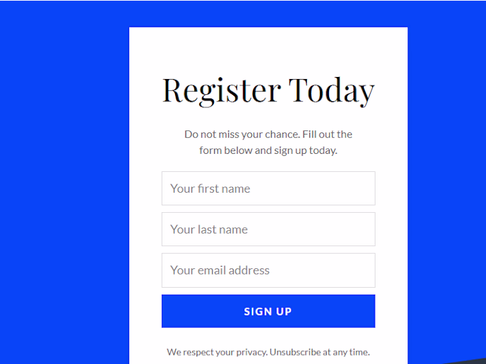 Kit Landing page built for