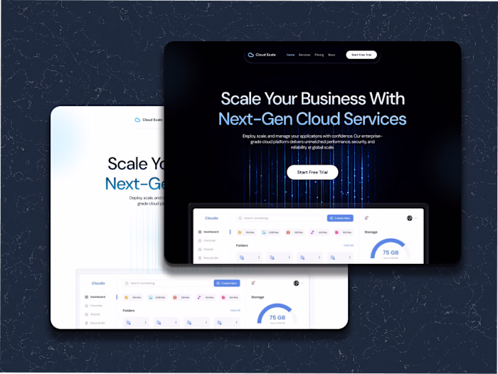 Sleek Dark Mode Web Design For Cloud Computing Brand