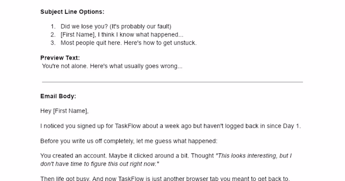 TaskFlow User Re-activation Email Campaign