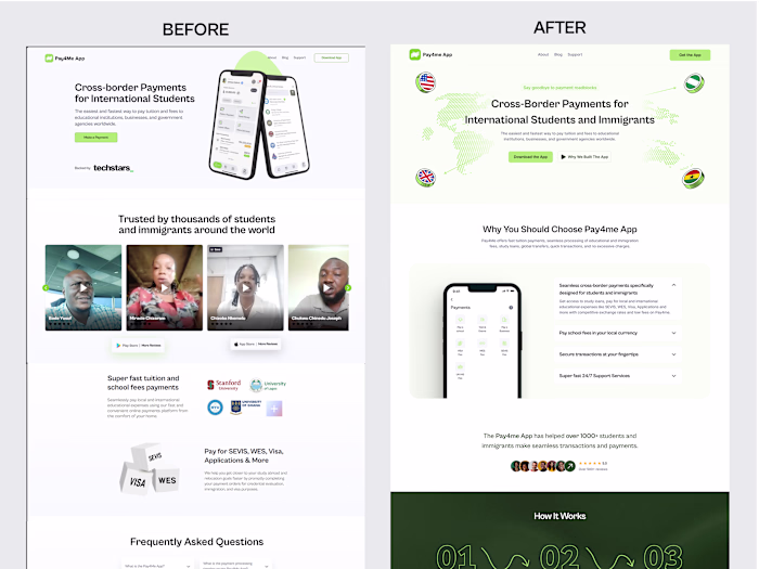 Landing Page Redesign for Pay4Me’s Global Payment Platform