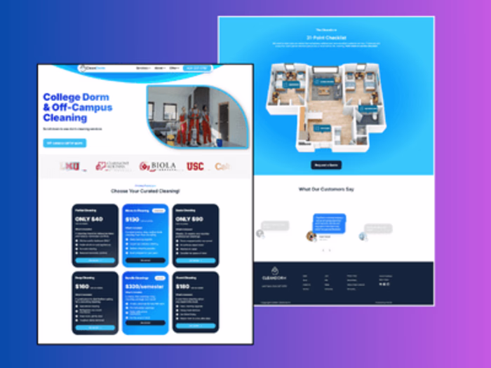 Clean Dorm: Framer website