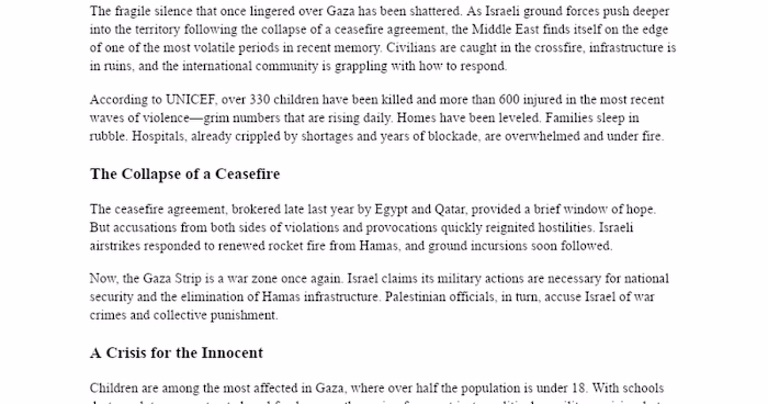 Gaza Conflict and Humanitarian Crisis