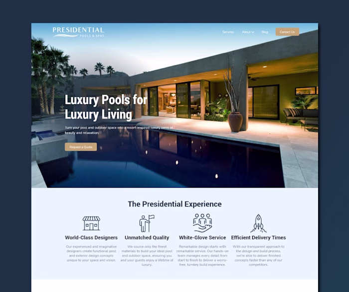 Reviving Luxury: Web Design/Dev for Presidential Pools