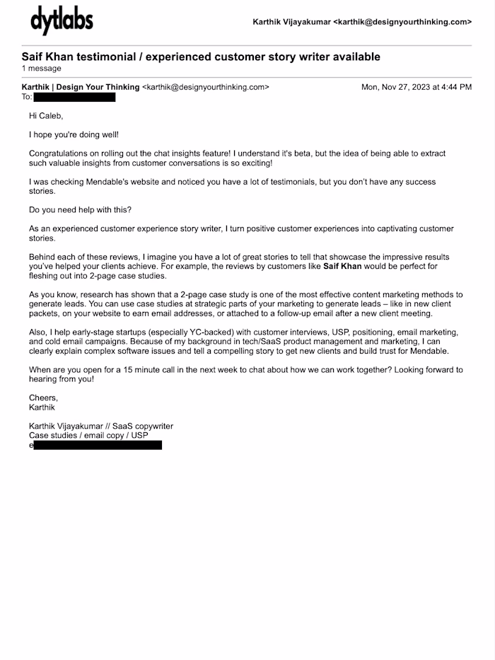 B2B SaaS Cold Email Outreach