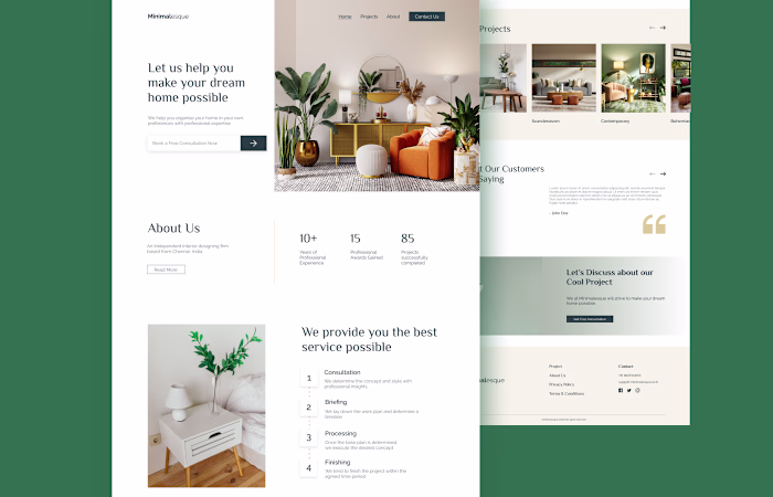 A Minimal Interior design website UI
