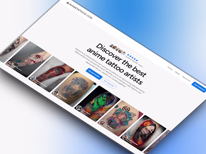 Animetattoos / Artist Discovery Platform