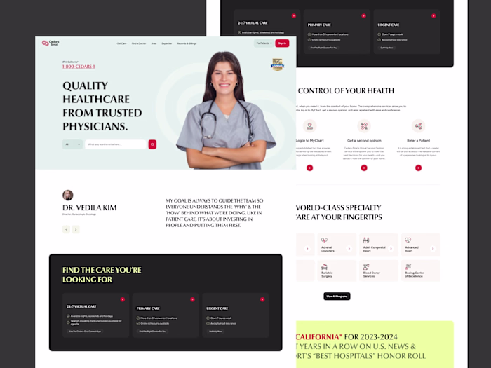 Healthcare landing page