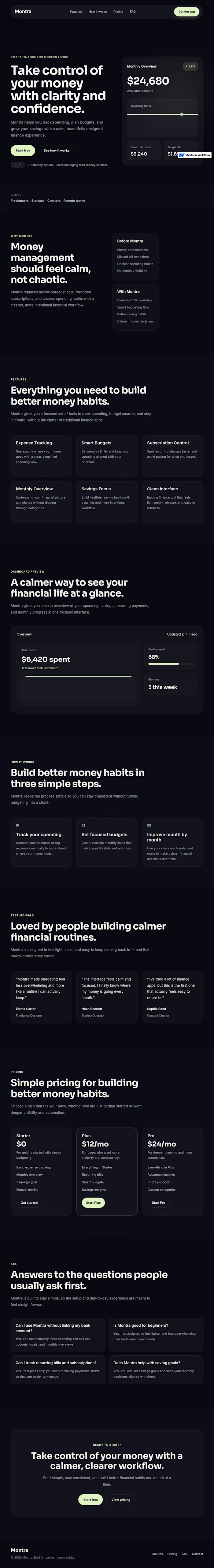 Montra Finance Landing Page