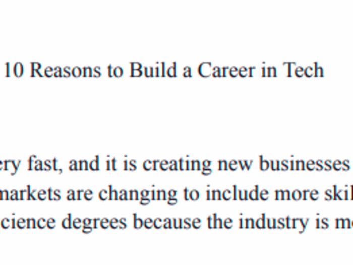 Writing - 10 Reasons to Build a Career in Tech