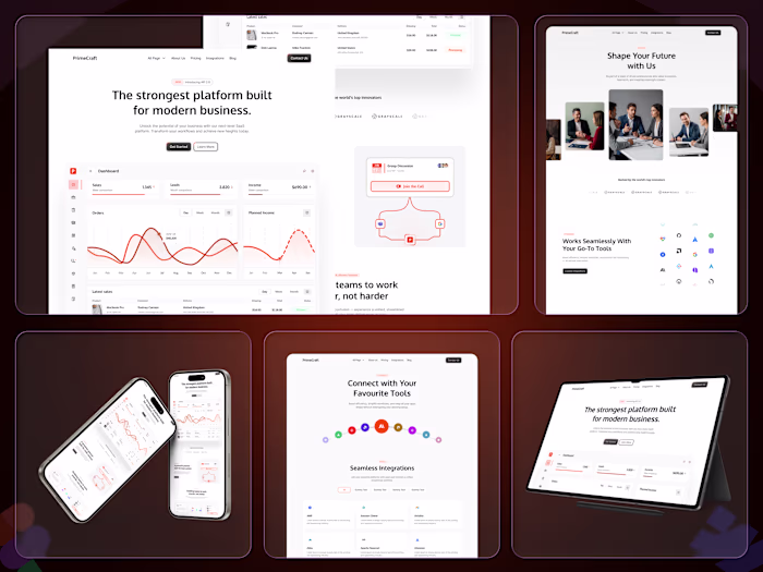 PrimeCraft SaaS Platform Website Design